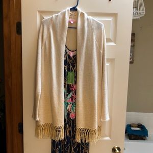 Lilly Pulitzer fringed hem cardigan